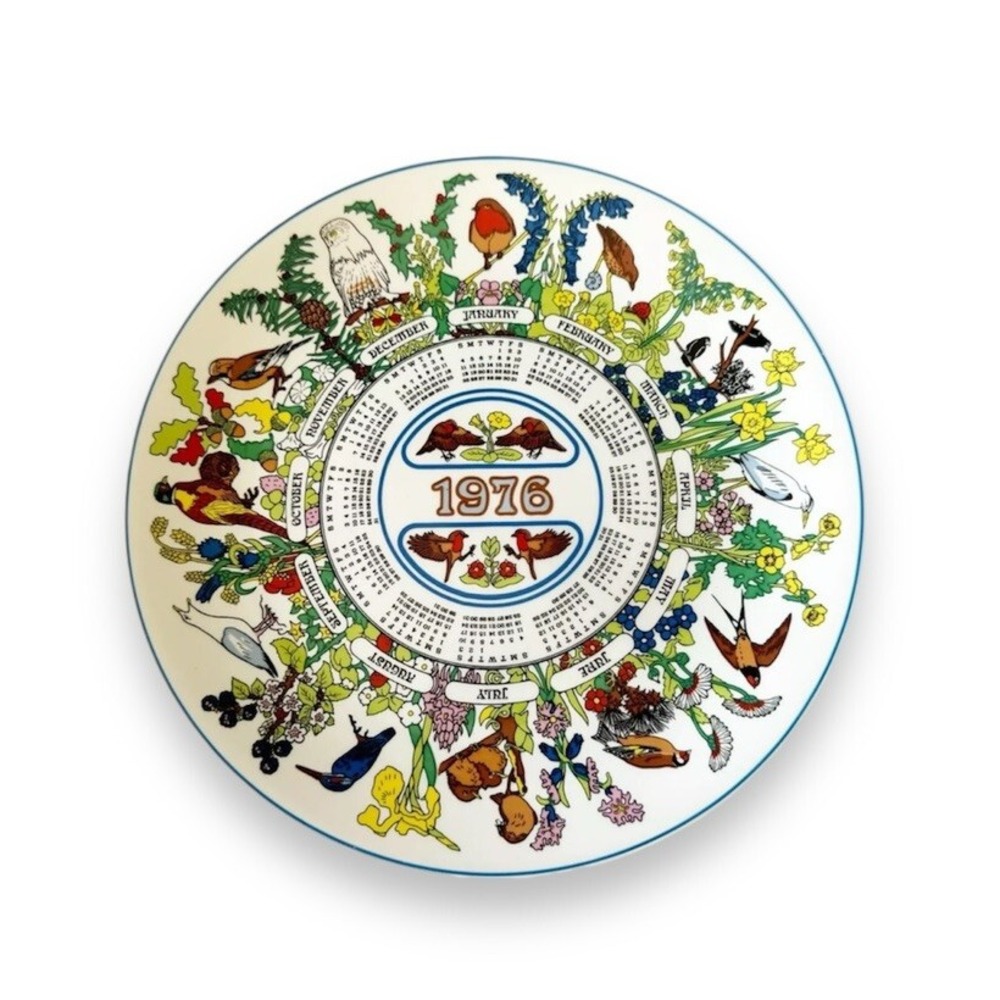 1976 WEDGWOOD Calendar PLATE Robin Bird SIXTH SERIES England Bicentennial Baby
